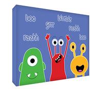 Feel Good Art A5 Diamant poli Typographie moderne Bloc Acrylique Decor/jeton (21 x 14,8 x 2 cm, bleu, monstres)