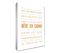Feel Good Art Aie des Rêves Démesurés Toile sur Cadre Mural de Style Moderne/Typographique Orange/Blanc 91 X 60 cm