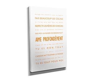 Feel Good Art Aime Profondément Toile sur Cadre Mural de Style Moderne/Typographique Orange/Blanc 40 X 60 cm