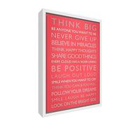 Feel Good Art Be Positive Impression Giclée Motif imprimé sur Toile avec Cadre en Bois Blanc Massif Surround, Corail/Orange, 64 x 44 x 3 cm, Grand