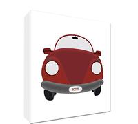 Feel Good Art Diamant poli Illustration Nursery Symboliquement/Decor Bloc pour la voiture pour Passions (14,8 x 21 x 2 cm, grand, rouge sur blanc, Vintage voiture de sport)