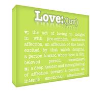 Feel Good Art diamond-polished Decor Bloc, Momento Symboliquement (14,8 x 21 x 2 cm, Taille L, vert citron, Dictionnaire description de l'amour)