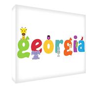 Feel Good Art Gallery Toile de chambre d'enfant avec panneau avant solide Illustrations mignonnes et personnalisable avec nom de fille (20 x 30 x 4 cm)