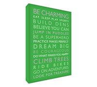 Feel Good Art Gallery Toile emballée sur châssis avec panneau avant solide (40 x 30 x 4 cm, taille moyenne, vert, pour garçon)