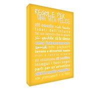 Feel Good Art HPLF1216-01IT Tableau sur Toile de Style Moderne avec Texte en Anglais « Règles pour Une Vie Heureuse » 30 x 40 cm Jaune