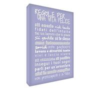 Feel Good Art HPLF1216-01IT Tableau sur Toile de Style Moderne avec Texte en Anglais « Règles pour Une Vie Heureuse » 30 x 40 cm Lilas