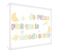 Feel Good Art Je T'Aime Plus que le Monde Entier Toile sur Cadre Mural Multicolore 91 x 60 cm