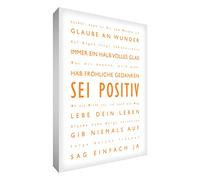Feel Good Art Sois Positif Toile sur Cadre Mural de Style Moderne/Typographique Orange/Blanc 40 X 30 cm