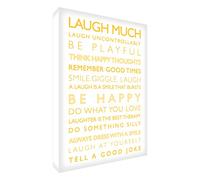 Feel Good Art Toile Boîte Galerie enveloppé avec panneau avant massif (91 x 60 x 4 cm, X-Large, BLANC et jaune, Laugh Much de la collection Inspiration)