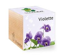 Feel Green Ecocube Violette, Idée Cadeau (100% Ecologique), Grow-Your-Own/Kit Prêt-à-Pousser, Plantes Dans Des Cubes En Bois 7.5cm, Produit En Autriche