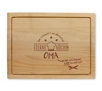 Feel Green Planche à découper en bois avec gravure - Oma Entscheidet Wann Du Satt Bist, env. 40 x 30 x 2 cm, fabriquée en Autrie, idée cadeau durable