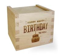 Feel Green - WE CREATE NATURE Coffret cadeau avec gravure « Happy Birthday » - Emballage cadeau en bois d'aulne avec couvercle coulissant, 11 x 11 x 9,5 cm, sans plastique et qualité européenne