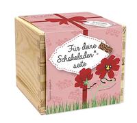 Feel Green - WE CREATE NATURE Ecobox, Fleur côté Chocolat « Plantes dans la boîte en Bois 11 x 11 x 10 cm, fabriqué en Autriche, idée Cadeau Durable, Grow Your Own/Kit de Culture