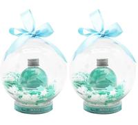 Feel Natural - Coffret Boule à Neige de Bain - Gel Douche Parfumé Thé Vert & Confettis Etoiles - Bain moussant - Cadeau Femme - Relaxation - Bien-Etre - Ruban d'Accroche - Ambiance Magique (Lot de 2)