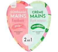 Feel Natural - Duo Gommage - Crème Hydratante Mains - Exfoliant - Nettoyant - Purifiant - Soin Intensif Complet Peau - Pêche et Concombre - 300 grs