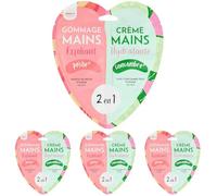 Feel Natural - Duo Gommage - Crème Hydratante Mains - Exfoliant - Nettoyant - Purifiant - Soin Intensif Complet Peau - Pêche et Concombre - 300 grs (Lot de 4)