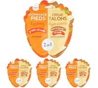 Feel Natural - Duo Gommage Nourrissant - Gel Hydratant Pieds - Graines de Citrouilles - Vitamine C - Exfoliant - Anti-Crevasse - Cors - Callosités - Soin Intensif Complet Peau - 300 grs (Lot de 4)