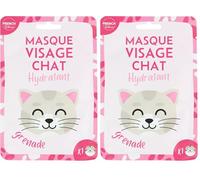 Feel Natural - Masque Hydratant Intense et Rapide - Visage Chat - En Tissu - Soin Visage - Anti Ride - Anti Cernes - Nettoyant - Revitalisant - Revivifiant - Détoxifiant (Lot de 2)