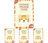 Feel Natural - Masque Hydratant Intense et Rapide - Visage Tigre - En Tissu - Soin Visage - Anti Ride - Anti Cernes - Nettoyant - Revitalisant - Revivifiant - Détoxifiant (Lot de 4)