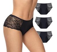 Feel Natural Mixte Pack De 3 Culottes Menstruelles Brossé, Noir, XXL EU