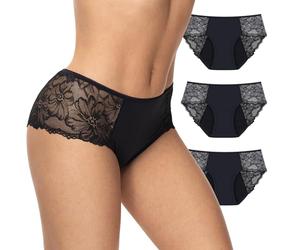 Feel Natural Mixte Pack De 3 Culottes Menstruelles Brossé, Noir, XXL EU