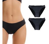 Feel Natural - Pack 2 Culottes Menstruelles Détachables - Lavable et Anti Fuite - Confort Hygiénique Femme, Protection Absorbante Sans Couture - Flux Moyens, Sous Vêtement Femmes Noir - Taille L
