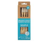 Feel Natural Pack 3 Brosses à Dent Souple Manche en Bambou