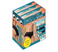 Feel Natural - Pack 3 Culottes Menstruelle - Sous Vêtement Femmes , Culotte de Regle Lavable Anti Fuite - Confort Hygiénique, Protection Absorbante Sans Couture - Dentelle - Noir - Taille XL