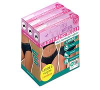 FEEL NATURAL Pack de 3 Culottes premières règles Taille XS Brossé, Noir, S Mixte