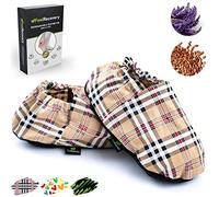 Feel Recovery Chaussons Chauffants Micro Ondes - Pantoufle Chauffante au Micro-Onde - Bouillotte Pieds Froids - Housse Lavable, 100% Coton et Odeur de Lavande (Oxford, S/M)