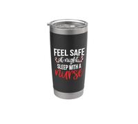 Feel Safe At Night Sleep With A Nurse Funny Nursing Nurses Gobelet isotherme en acier inoxydable double paroi