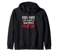 Feel Safe at Night Sleep with A Nurse Funny Nursing Nurses Sweat à Capuche