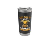 Feel Safe At Night Sleep With A Welder Welding Welders Lover Gobelet isotherme en acier inoxydable double paroi