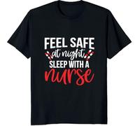 Feel Save at Night Sleep with A Nurse Awesome Best Gift T-Shirts à Manches Courtes, Long Sleeve, Hoodie, SweatT-Shirts à Manches Courtes for Mens, Womens, Youths(X-Large)