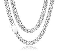 FEEL STYLE Chaîne à maillons cubains pour homme et femme - Collier à chaîne cubaine en acier inoxydable - Collier chaîne gourmette Miami - 6/8/10 mm Chaîne cubaine Hip Hop Bijoux 45,7/50,8/56/61 cm