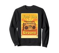 Feel The Groove Illustration Vintage Boombox Radiating Warm Sweatshirt