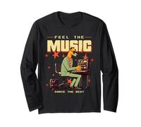 Feel The Music Dance The Beat Déclaration Amusante de Musicien Manche Longue