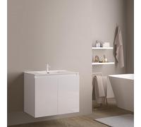 Feel Your Bath Meuble Salle de Bain Wolf 80 cm Blanc Brillant, 2 Portes, Vasque céramique, Suspendu Installation Facile