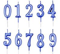 Feelairy 10 pièces Nombre Bougies gâteau d'anniversaire, Nombre d'anniversaire Bougies Nombre Bougies 0-9 Paillettes Topper gâteau Heureux Anniversaire pour gâteau d'anniversaire Tarte Partie (Bleu)