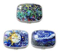 Feelairy 3 Pcs Boîte à Pilules Carré en Metal, Boite Medicaments Journalier de Voyage Mini, Portable Médecine Pilulier avec 2 Compartiments Amovibles, Vitamine Boîte Quotidienne Organisateur de Poche