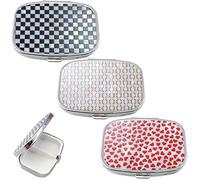 Feelairy 3 Pcs Boîte à Pilules de Poche en Metal, Boite Medicaments Journalier de Voyage Mini, Portable Médecine Pilulier avec 2 Compartiments, Vitamine Boîte Quotidienne Organisateur