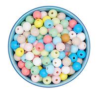Feelairy 600 Perles en Bois Colorées 8 mm - Boules Pastel Rondes pour Artisanat, Bracelets de Bricolage et Enfilage
