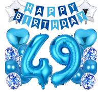 Feelairy Ballon Anniversaire 49 ans Homme, Décoration Anniversaire 49 ans Homme Bleu Happy Birthday Décoration Ballon Anniversaire Kit de Fournitures de Fête pour 49 ans Anniversaire Homme