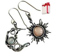 Feelairy Boho Boucles d'oreilles Soleil et Lune, Boucles d'oreilles Bohème Vintage pour Femmes Filles, Boucles d'Oreilles Pendentif Rétro Bijoux Cadeau pour Petite Amie Femme Amante Mère Fille
