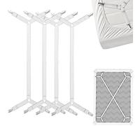 FeelAtHome Drap de Lit Bretelles Porte Jarretelles - Sangles de Support de Drap de Lit Entrecroisées - Blanc, 2 Ensembles (4 Sangles)