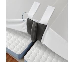 FeelAtHome Kit de conversion de pont de lit 3 en 1 pour lit jumeau XL à King | Comble d'espace avec drap-housse attaché et sangles | Connecteur de matelas réglable (blanc)