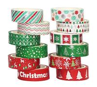 Feelava 12 Rouleaux de Ruban Adhésifs De Noël, Washi Tape Style Japonais, Arts Plastiques et Bricolage, embellir Les journaux de Balle, Les planificateurs, Le Scrapbooking