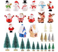 Feelava 30 Pièces Miniature Ornament Kits Mini Style Figurines Père Arbre De Noël Mignon Dessin Animé Décor pour La Maison Garden Party Bureau