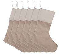 Feelava Bas de Noël en Toile de Jute 6 pièces, Sacs de Noël Suspendus Bas de Noël Vacances Arbre de Noël cheminée Ornements Suspendus Porte-Cadeaux décorations de Noël