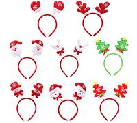 Feelava Lot de 8 Bandeaux de Noël Serre-tête de Noël, père Noël, Bonhomme de Neige, Renne, Bande de Cheveux pour cerceaux de Sapin de Noël, Assortiment de Chapeaux pour la décoration de fête de Noël